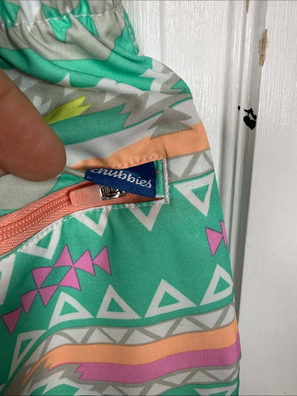 Chubbies The En Fuegos Classic 4” Swim Trunks  in Teal Geometric M-390 Sz M - Picture 8 of 11
